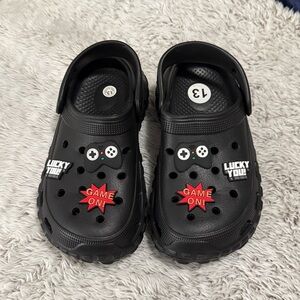 Black Gaming Clogs with Game On Design